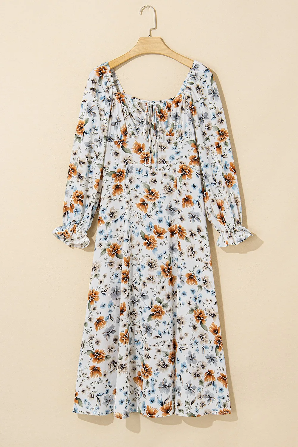 Floral Print Flounce Sleeve Midi Dress - Image 18