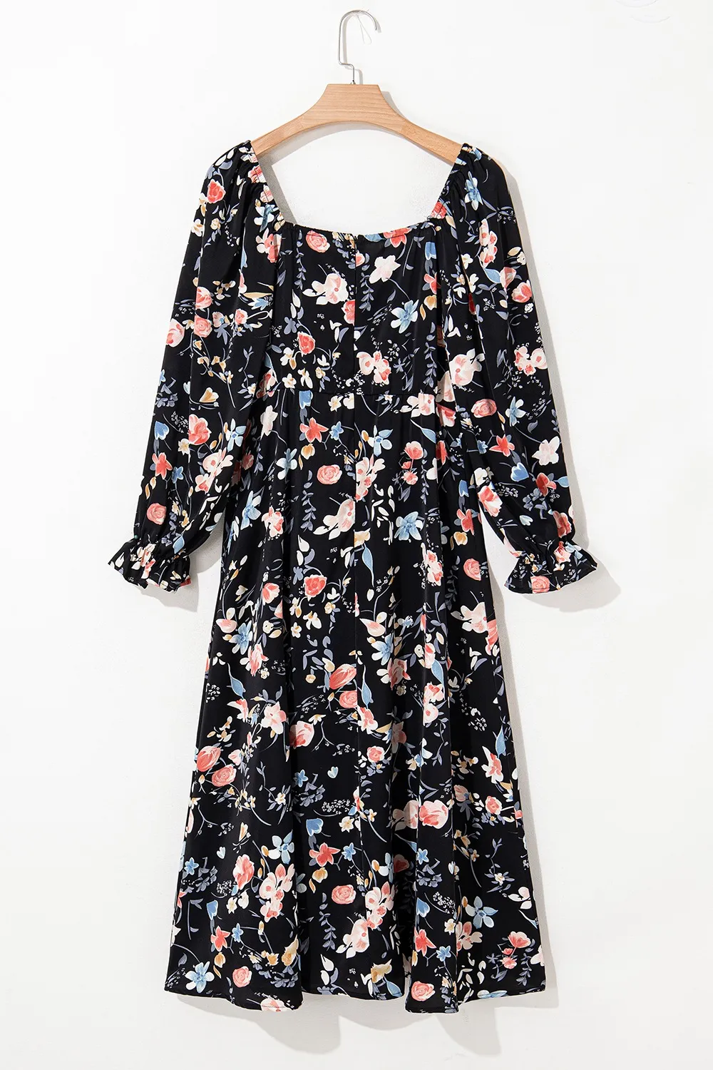 Floral Print Flounce Sleeve Midi Dress - Image 5