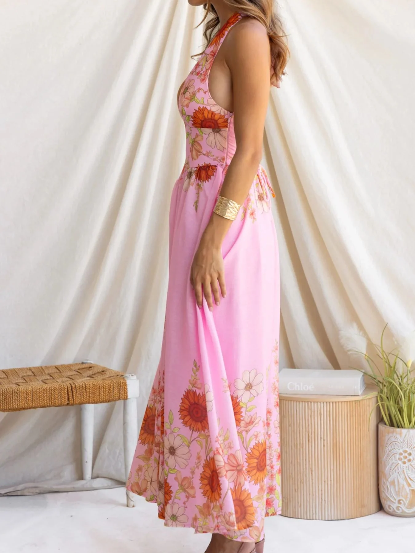 Floral Print Halter Neck Maxi Dress - Image 17