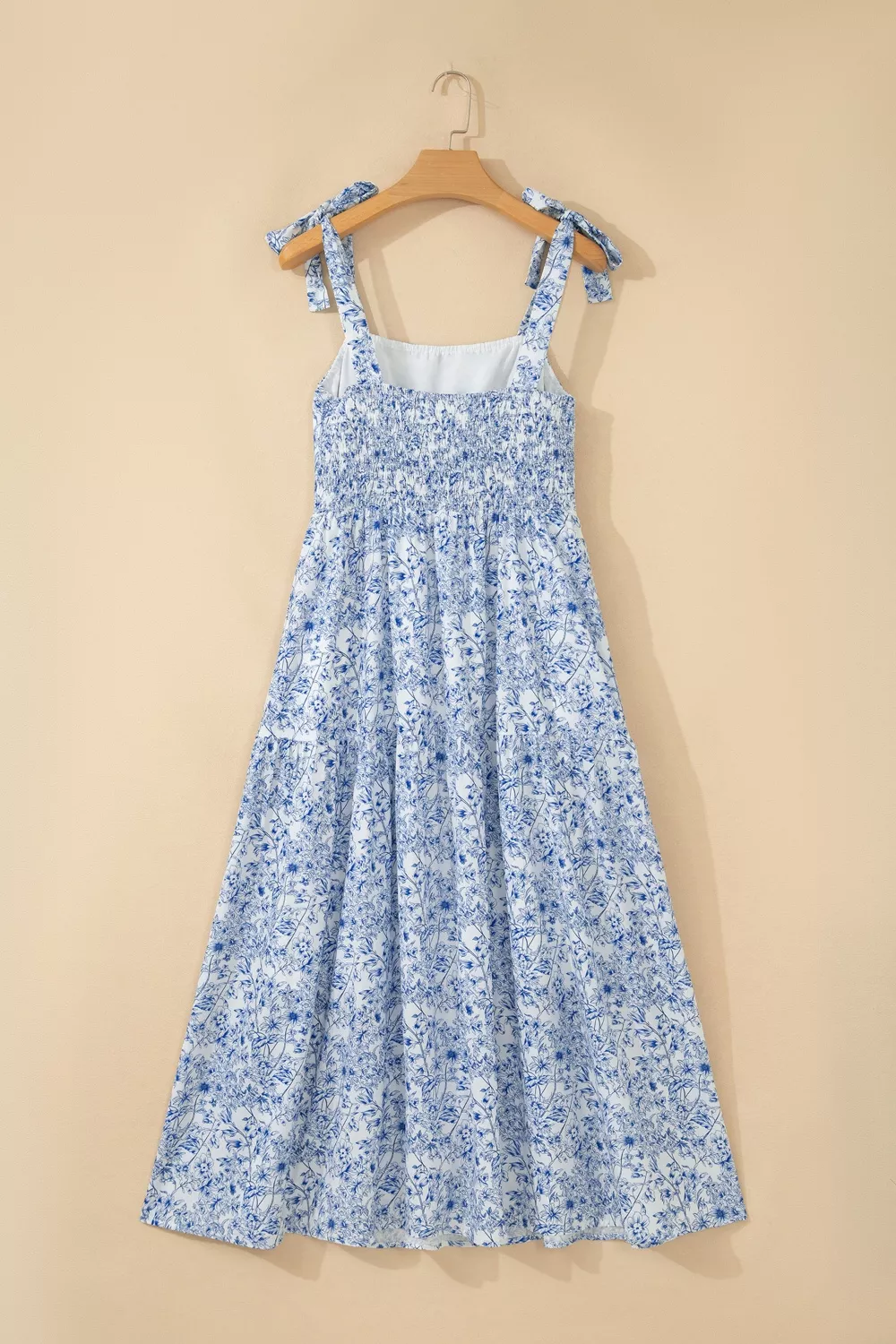 Floral Print Knot Straps High Waist Flared Maxi Dress - Image 7