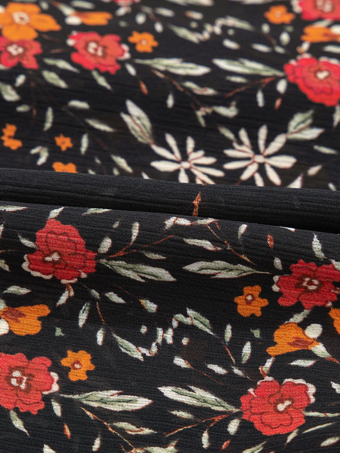 Floral Print Lantern Sleeve Loose Shirt - Image 6