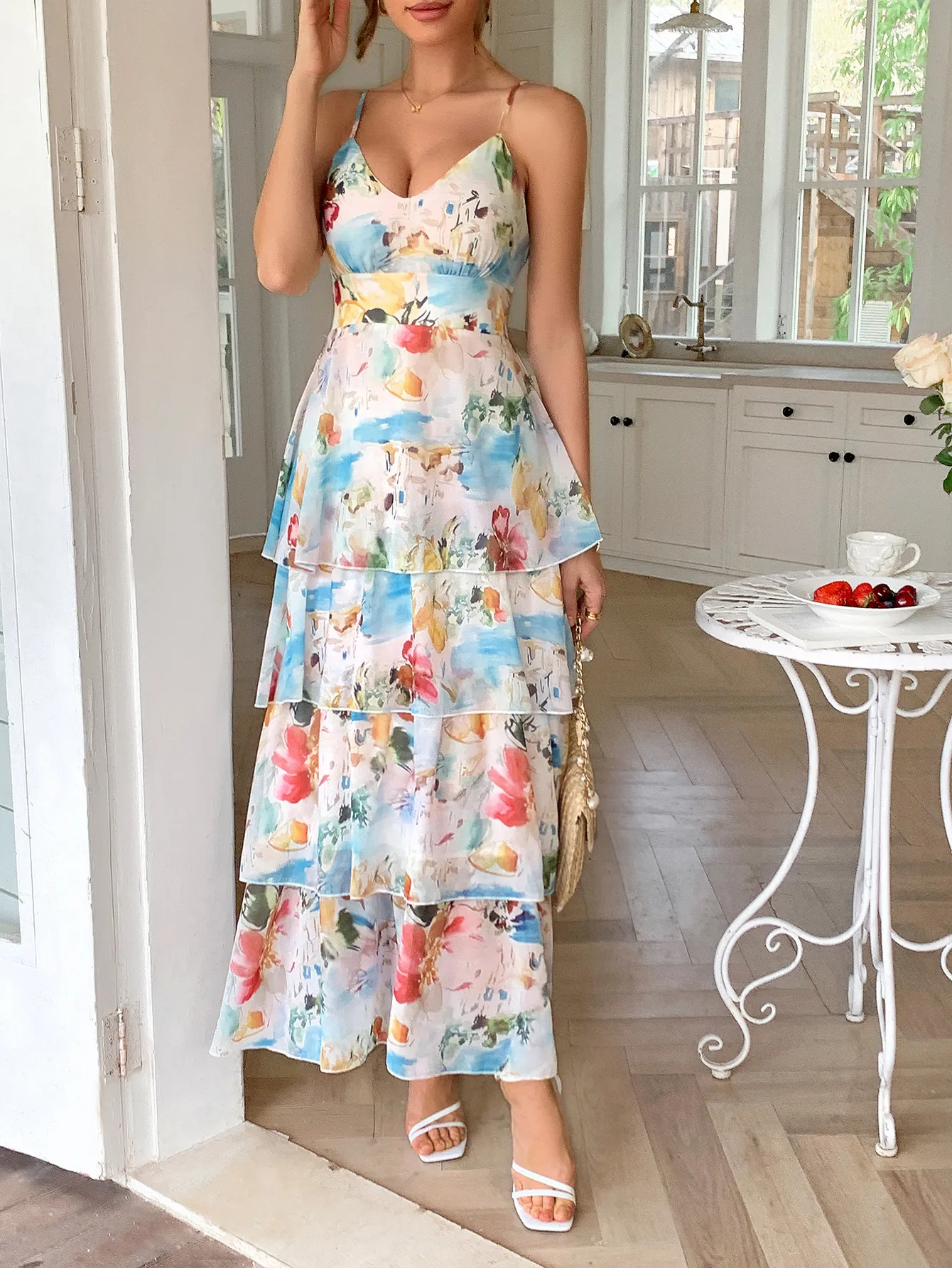 Floral Print Layered Maxi Cami Dress - Image 15