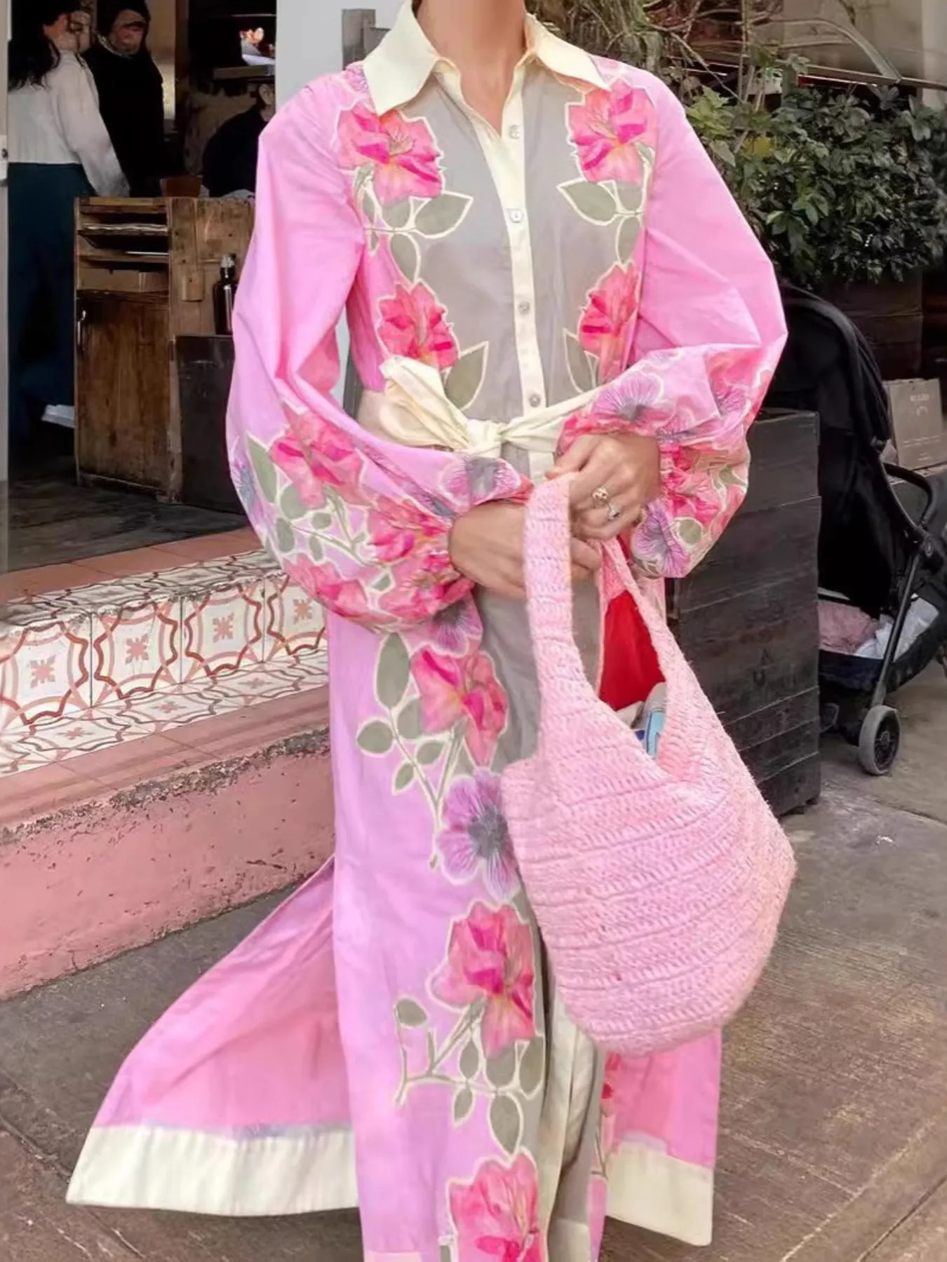 Floral Print Long Sleeve Maxi Shirt Dress - Image 4