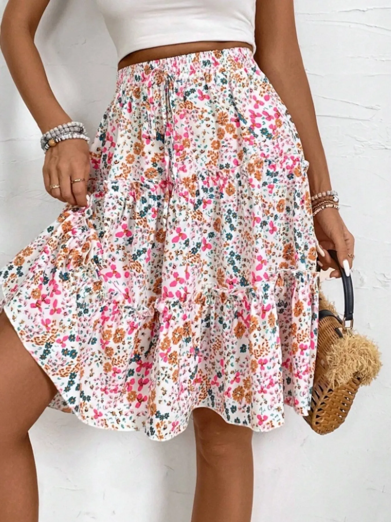 Floral Print Midi Skirt - Image 9