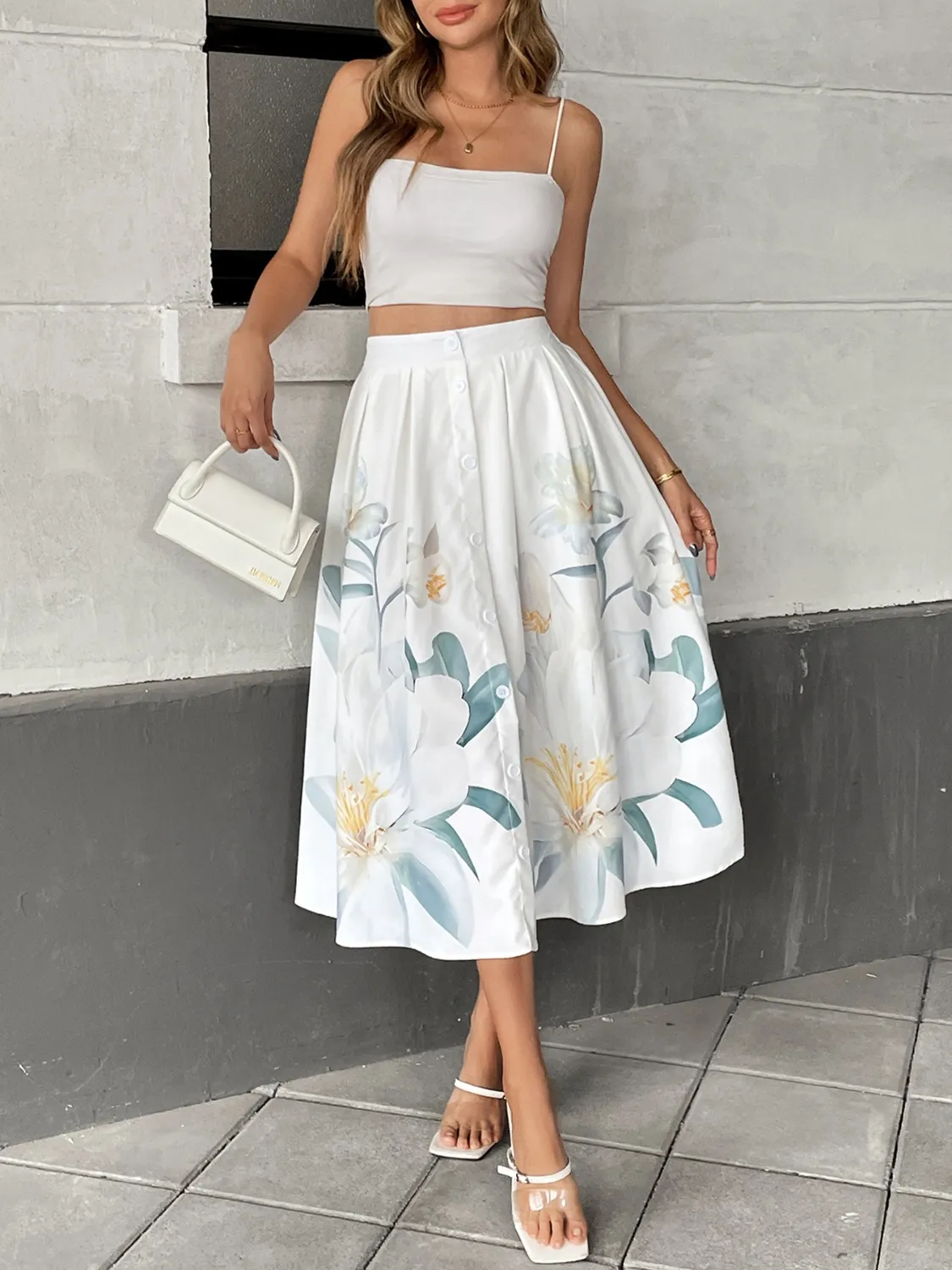 Floral Print Midi Skirt - Image 3