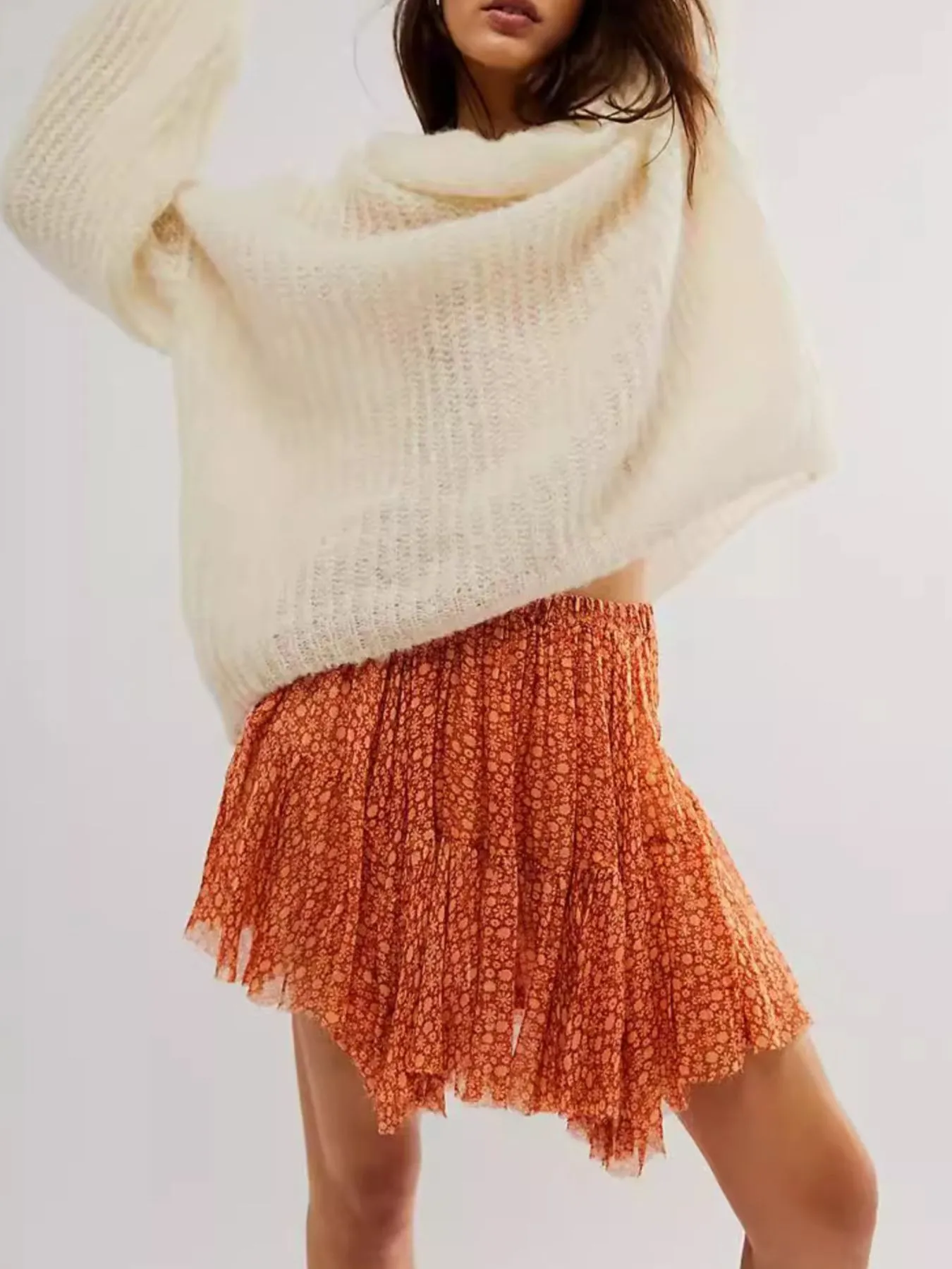 Floral Print Mini Skirt - Image 6