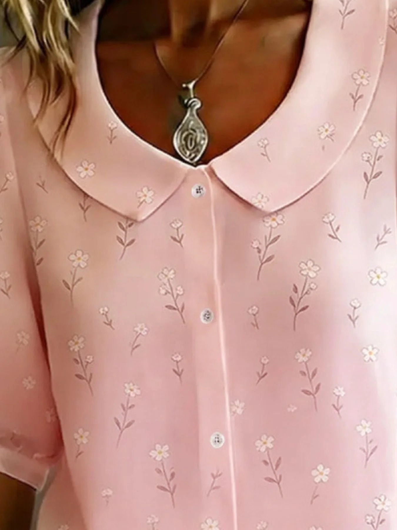 Floral Print Peter Pan Collar Shirt - Image 8
