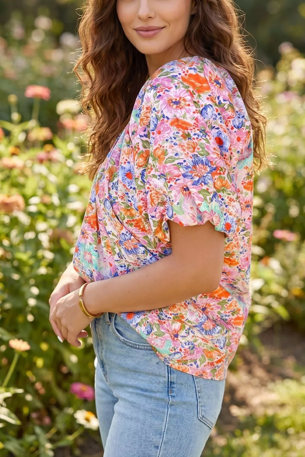 Floral Print Puff Sleeve Blouse - Image 3