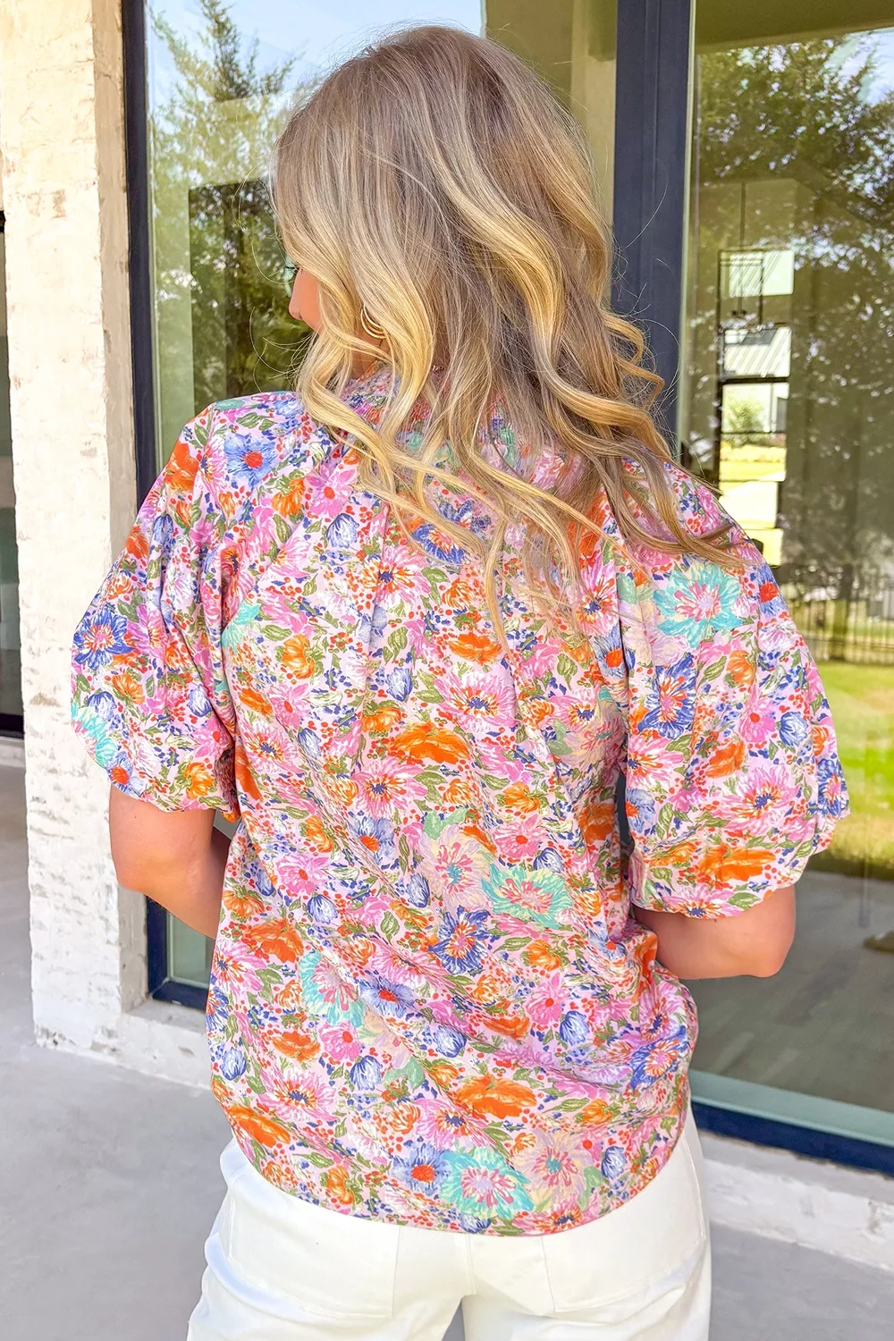Floral Print Puff Sleeve Blouse - Image 5