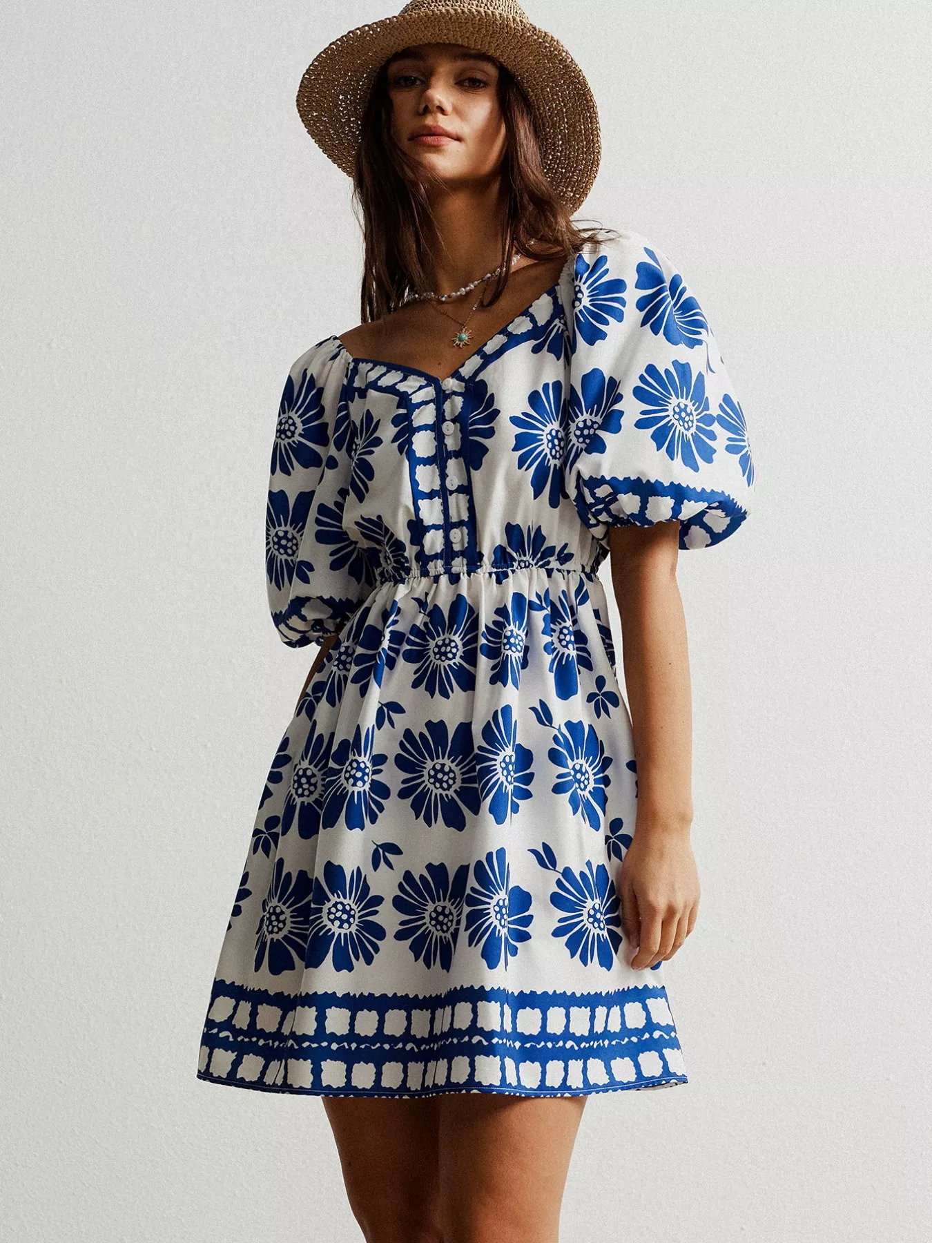 Floral Print Puff Sleeve Mini Dress - Image 5