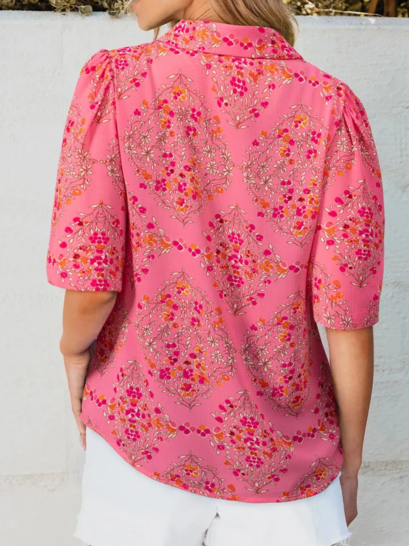 Floral Print Puff Sleeve Shirt - Image 3