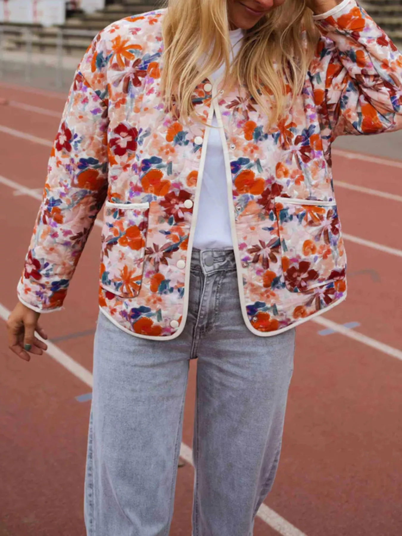 Floral Print Quilted Lightweight Outerwear - Image 2
