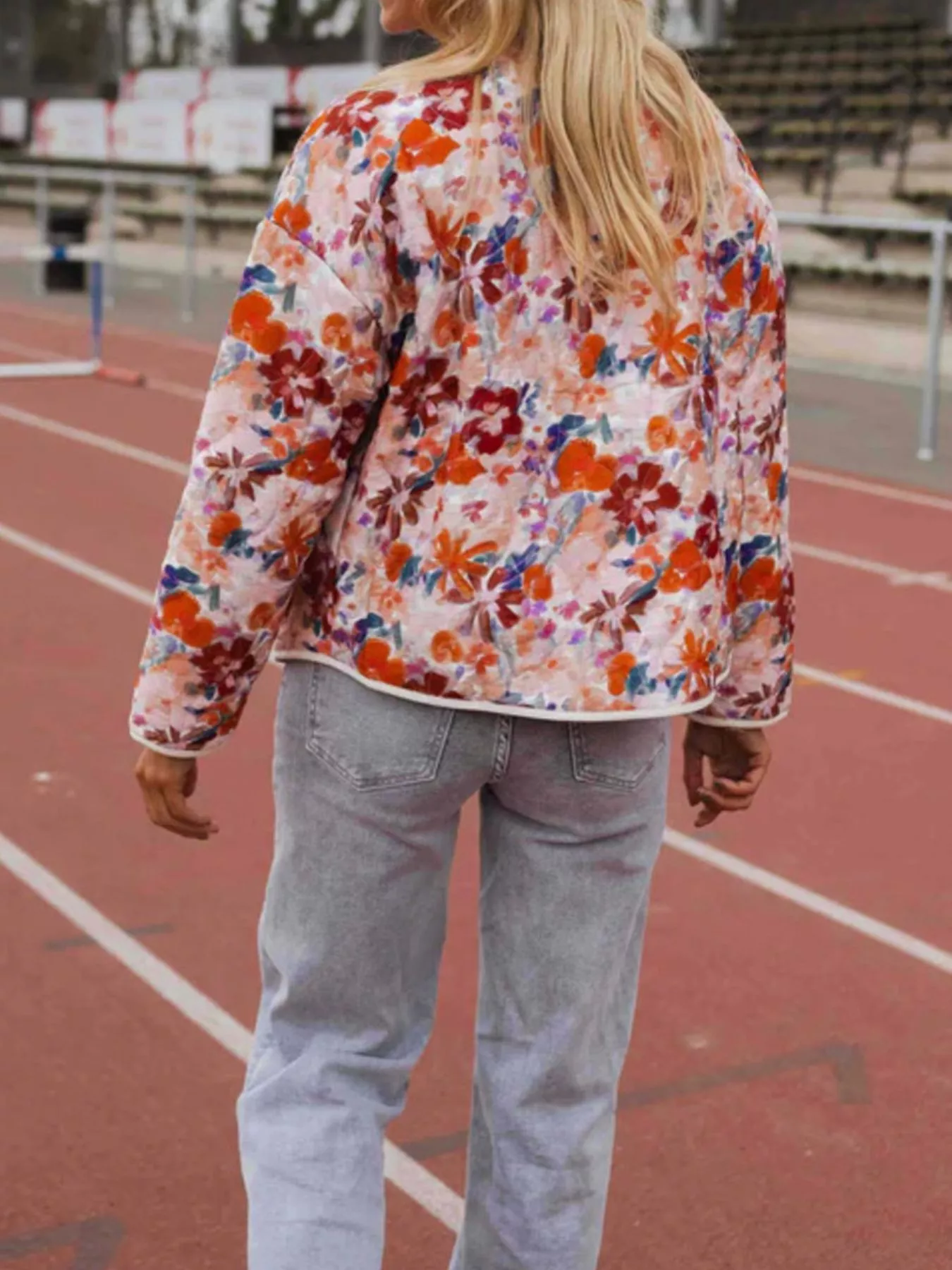 Floral Print Quilted Lightweight Outerwear - Image 3