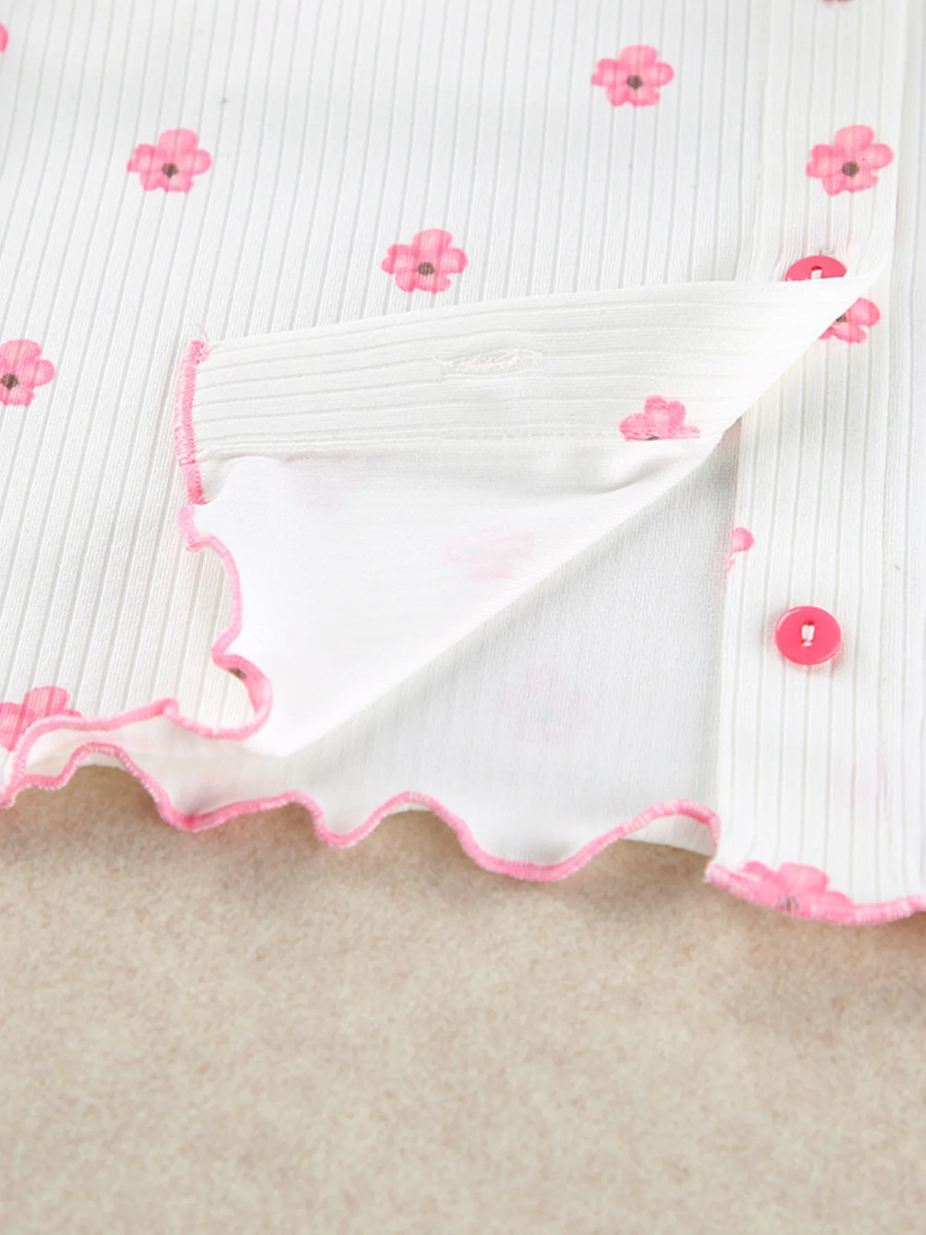 Floral Print Ribbed Knit Top and Shorts Lounge Set - Image 7