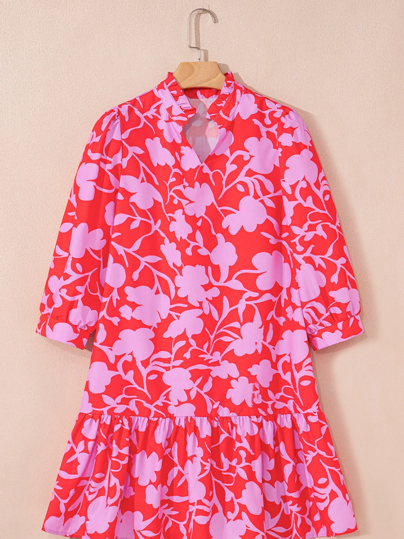 Floral Print Ruffle Hem Shirt Dress - Image 3