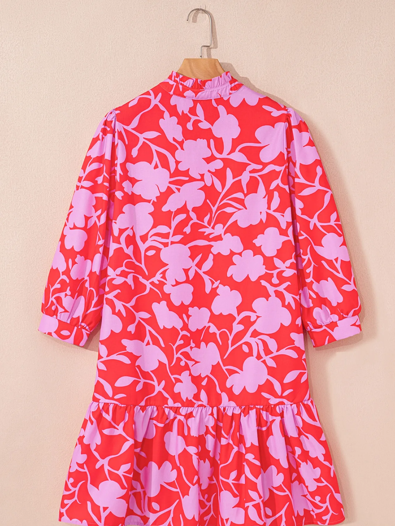 Floral Print Ruffle Hem Shirt Dress - Image 4
