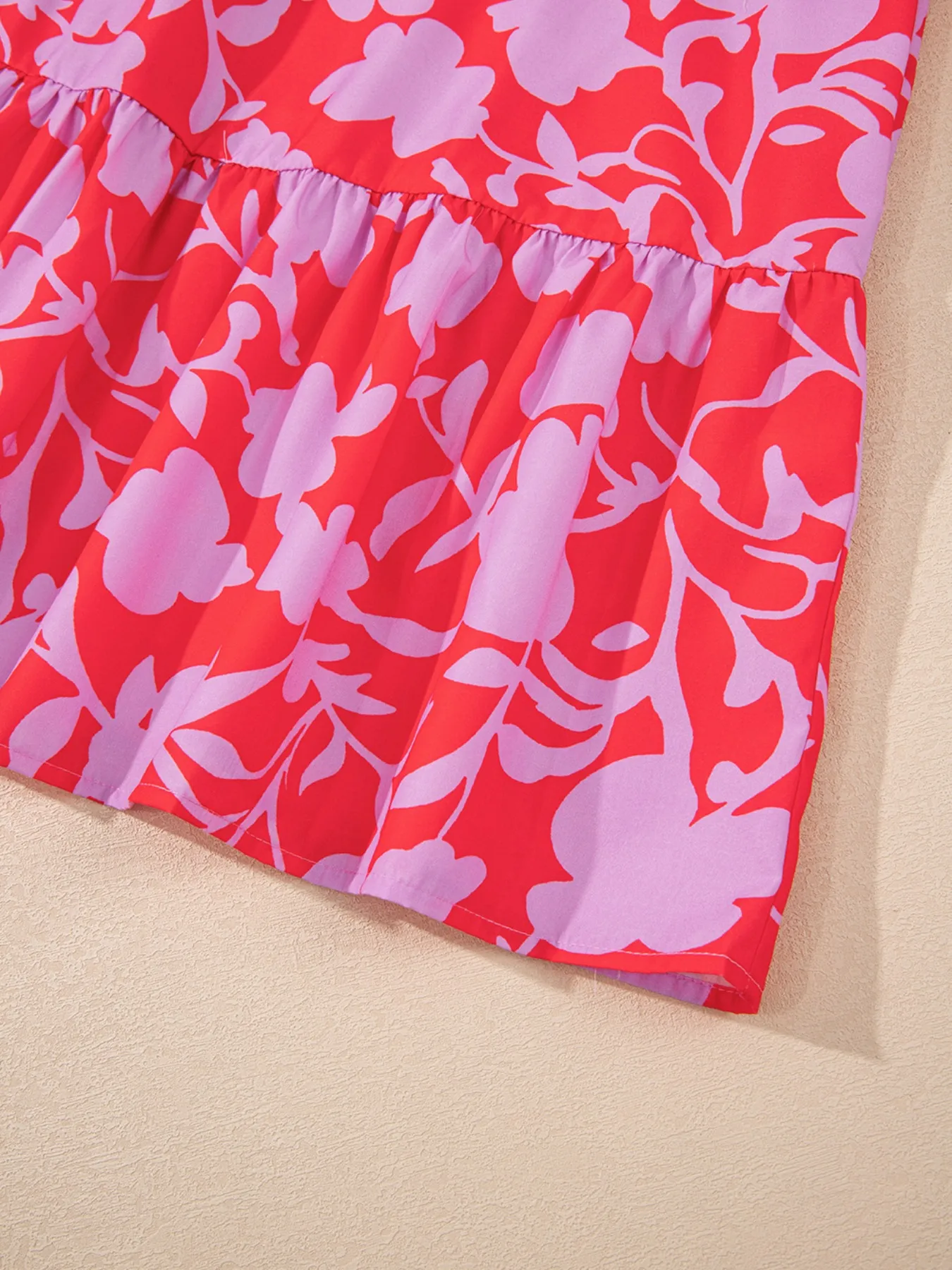Floral Print Ruffle Hem Shirt Dress - Image 8