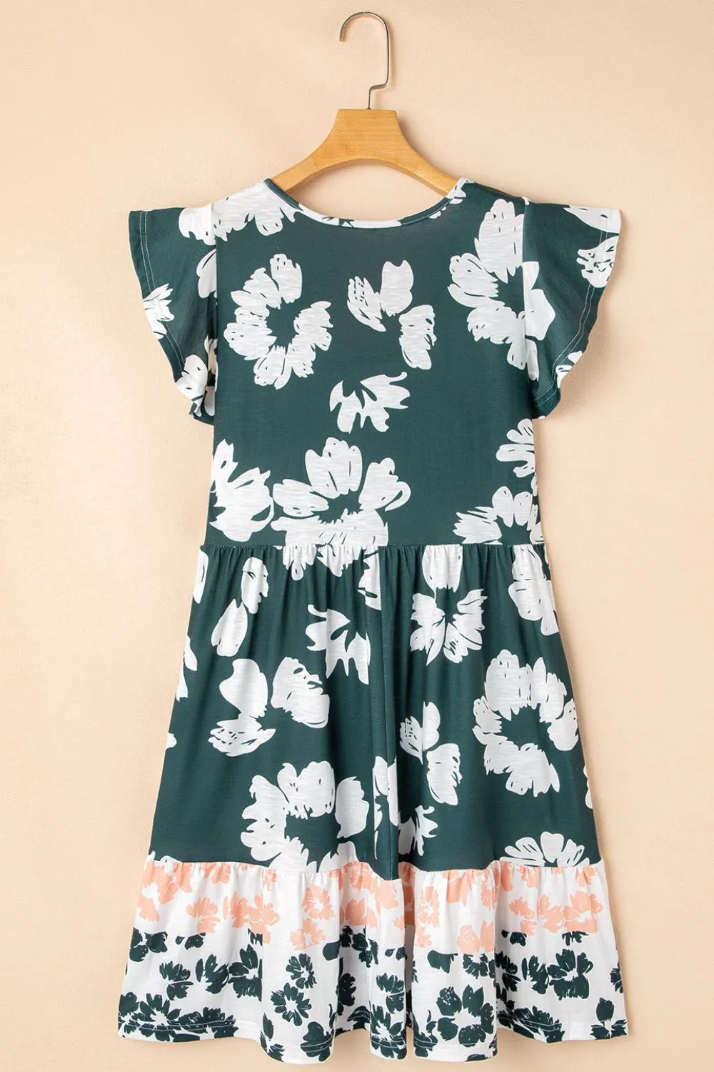 Floral Print Ruffle Sleeve Empire Waist Mini Dress - Image 6