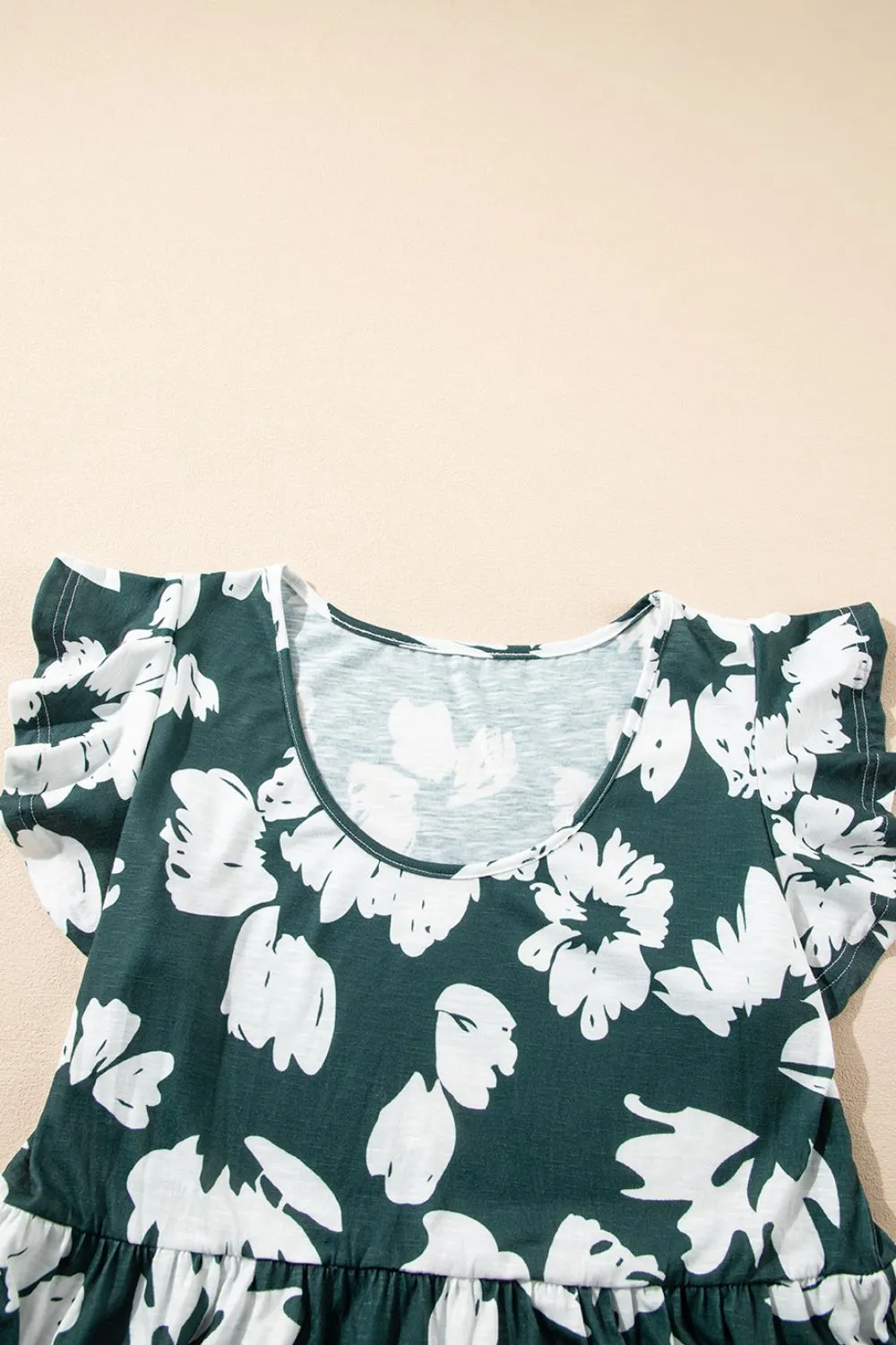 Floral Print Ruffle Sleeve Empire Waist Mini Dress - Image 7