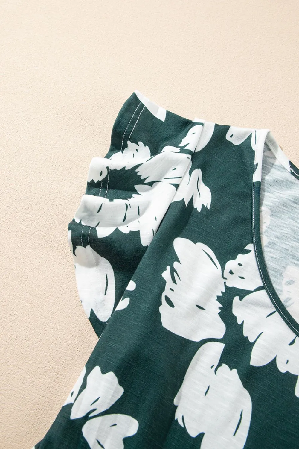 Floral Print Ruffle Sleeve Empire Waist Mini Dress - Image 8
