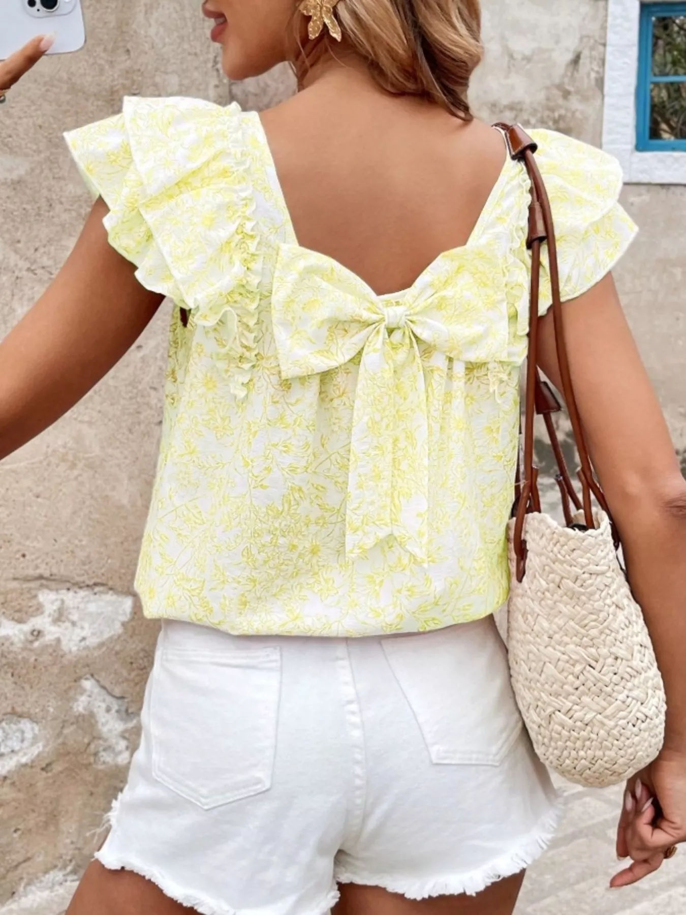Floral Print Ruffle Trim Blouse - Image 22