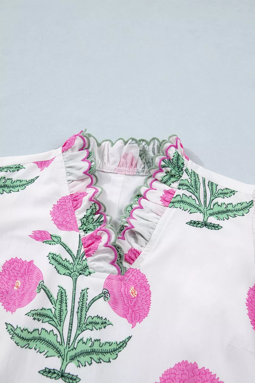 Floral Print Ruffle Trim Casual Mini Dress - Image 10