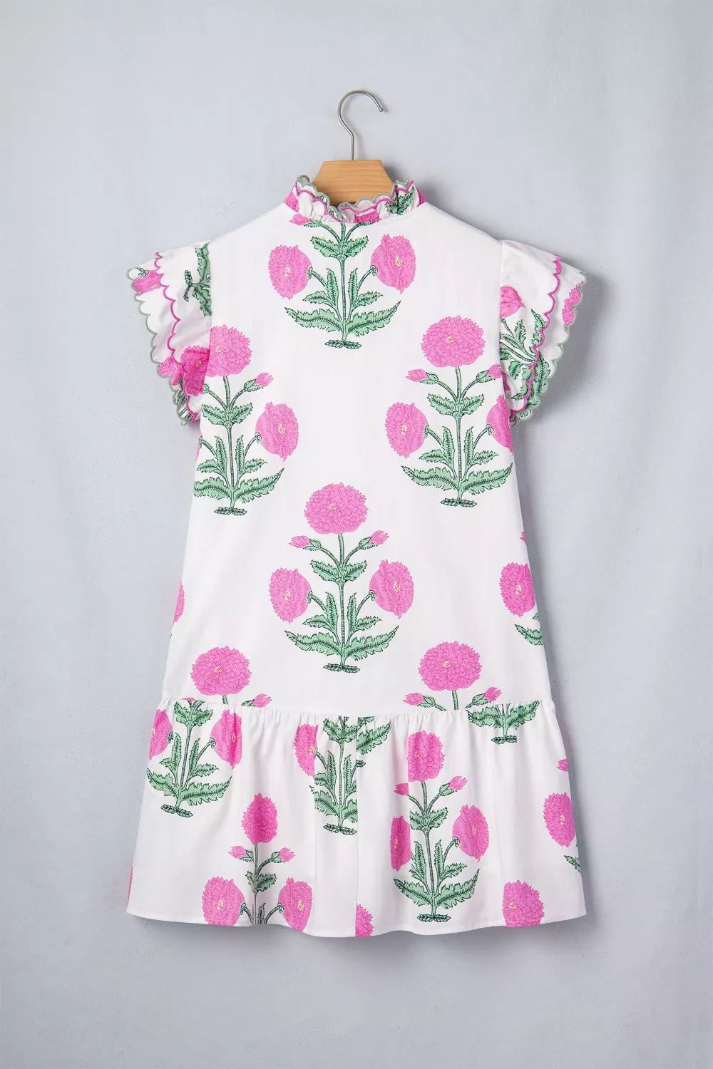 Floral Print Ruffle Trim Casual Mini Dress - Image 4