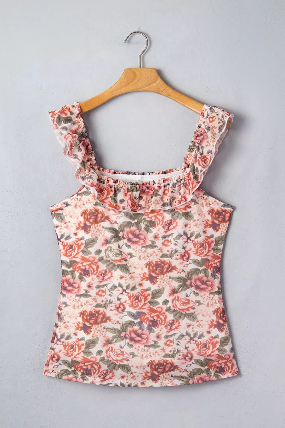 Floral Print Ruffle Trim Tank - Image 3