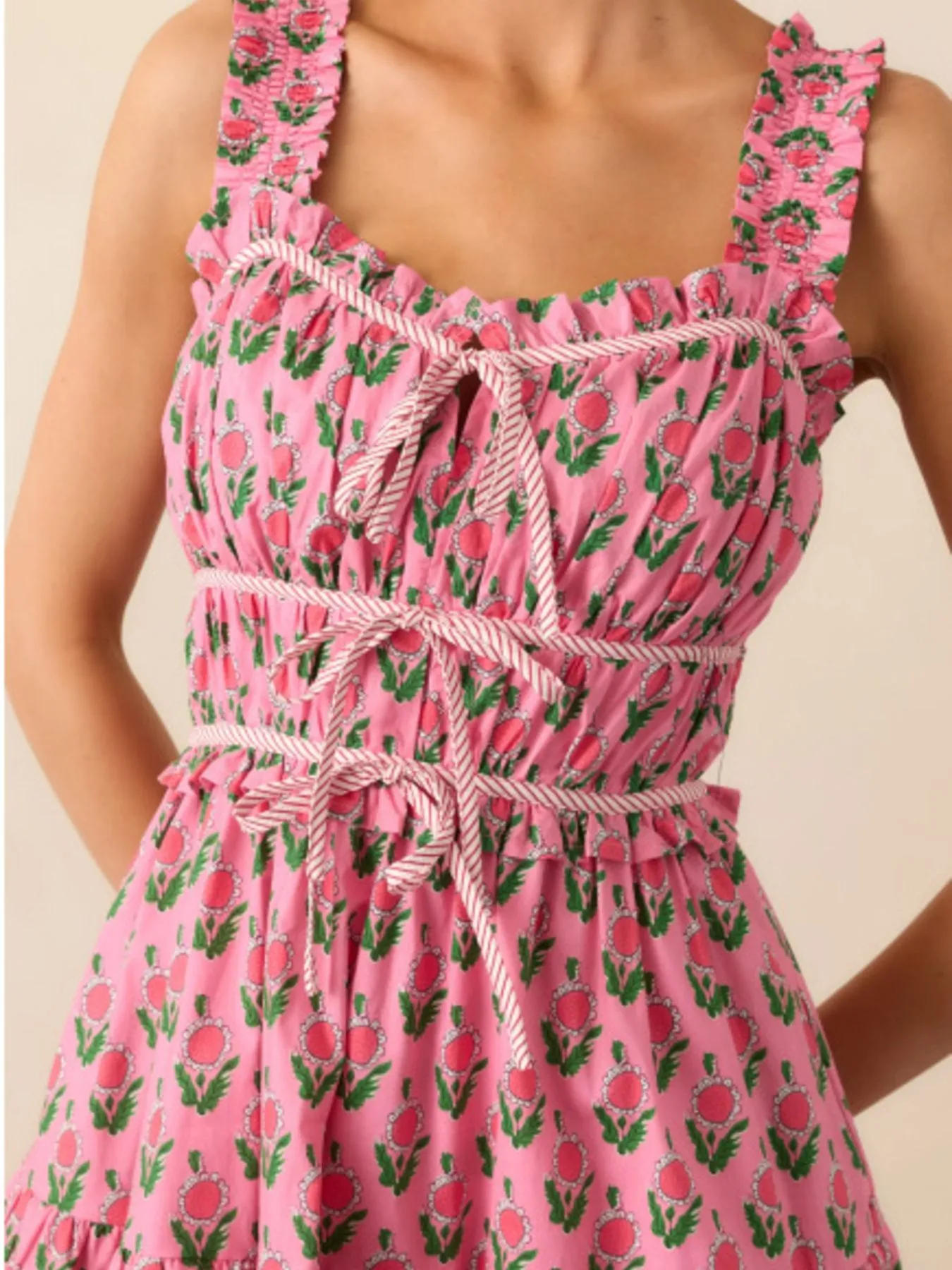 Floral Print Ruffled Midi Dress with Pockets - Image 7