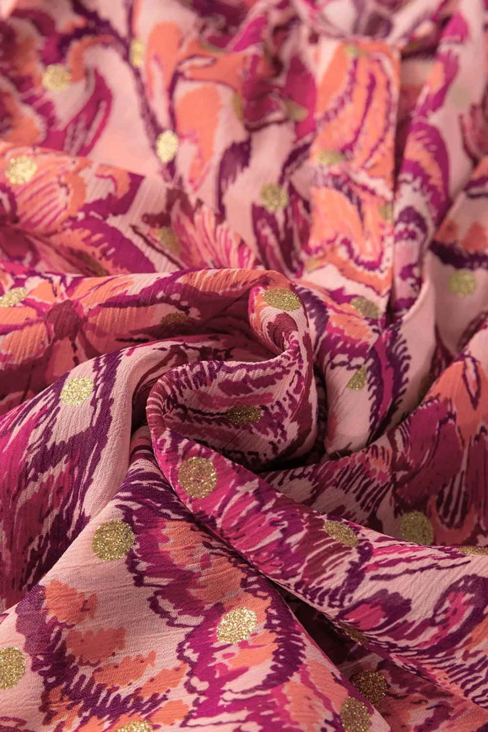 Floral Print Ruffled Puff Short Sleeve Blouse - Image 10