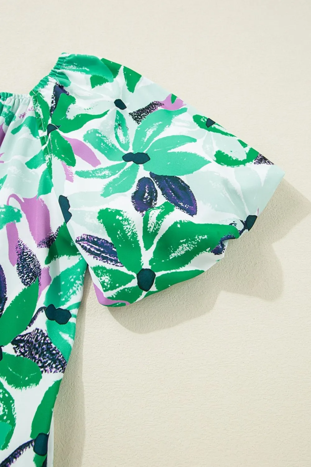 Floral Print Shirred Square Neck Loose Fit Mini Dress - Image 11