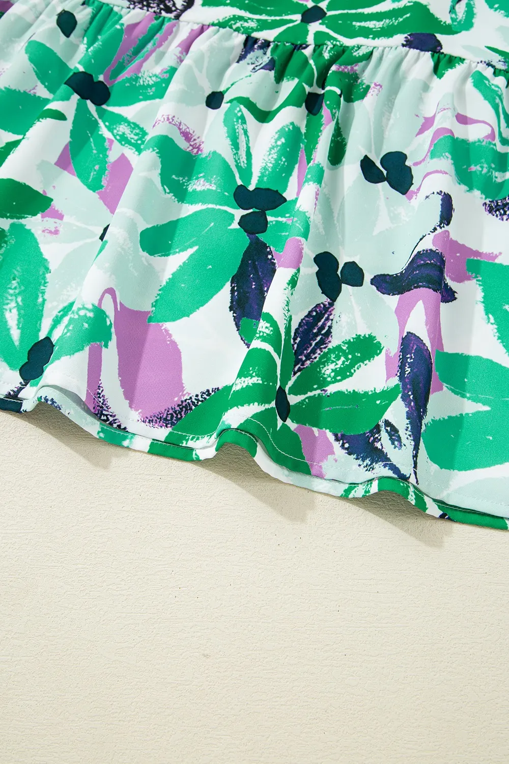 Floral Print Shirred Square Neck Loose Fit Mini Dress - Image 12