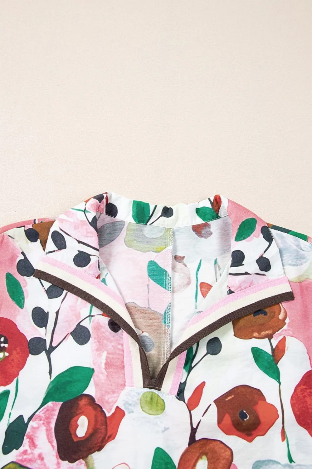 Floral Print Short Sleeve Blouse - Image 8