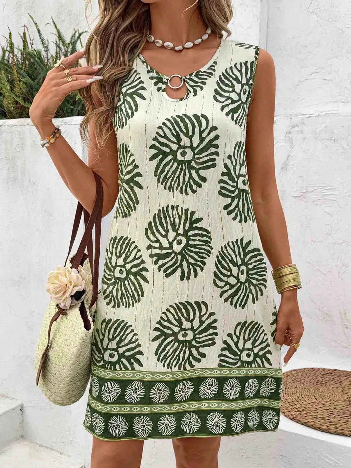 Floral Print Sleeveless Summer Mini Dress - Image 4