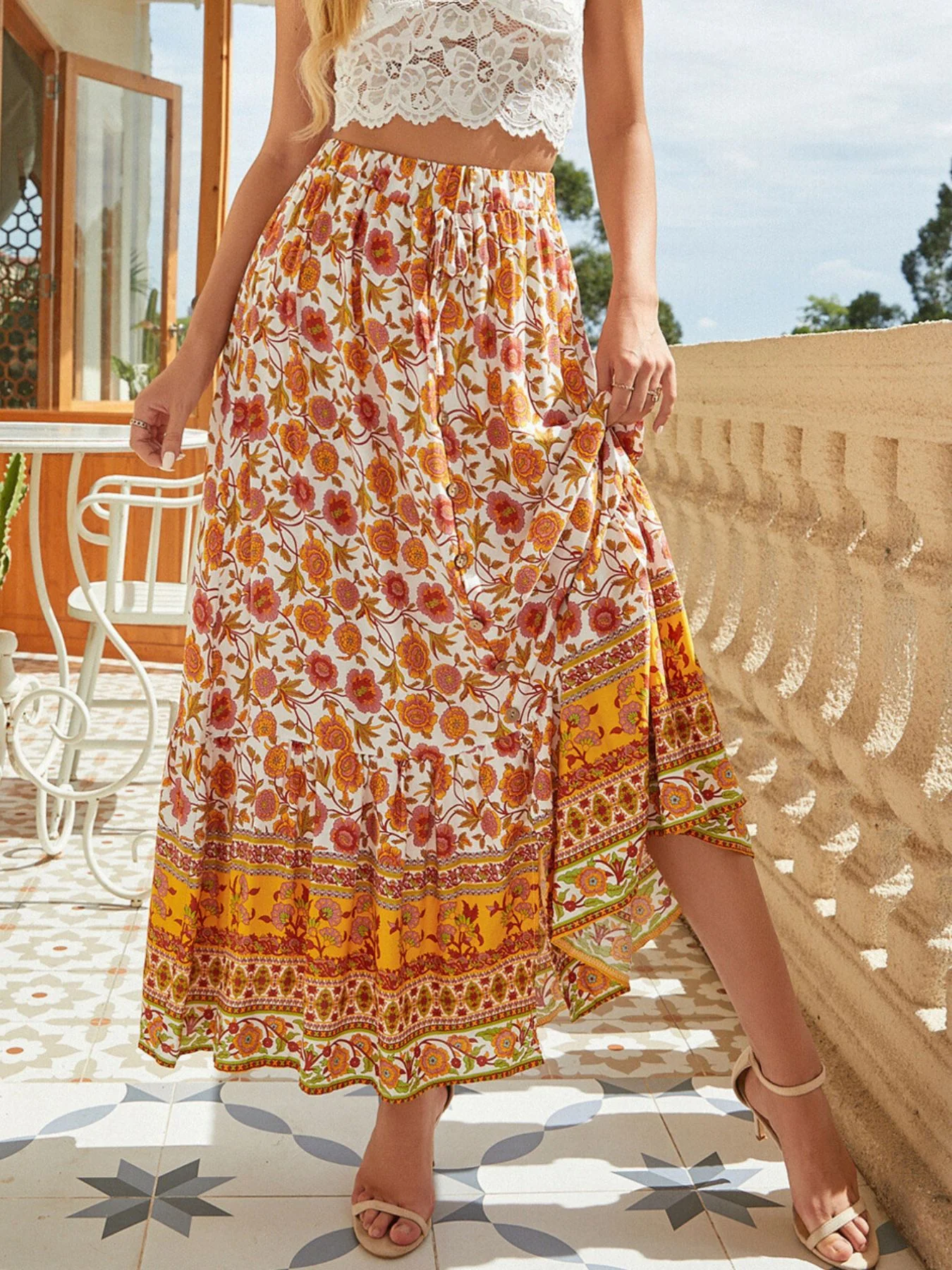 Floral Print Slit Skirt - Image 18