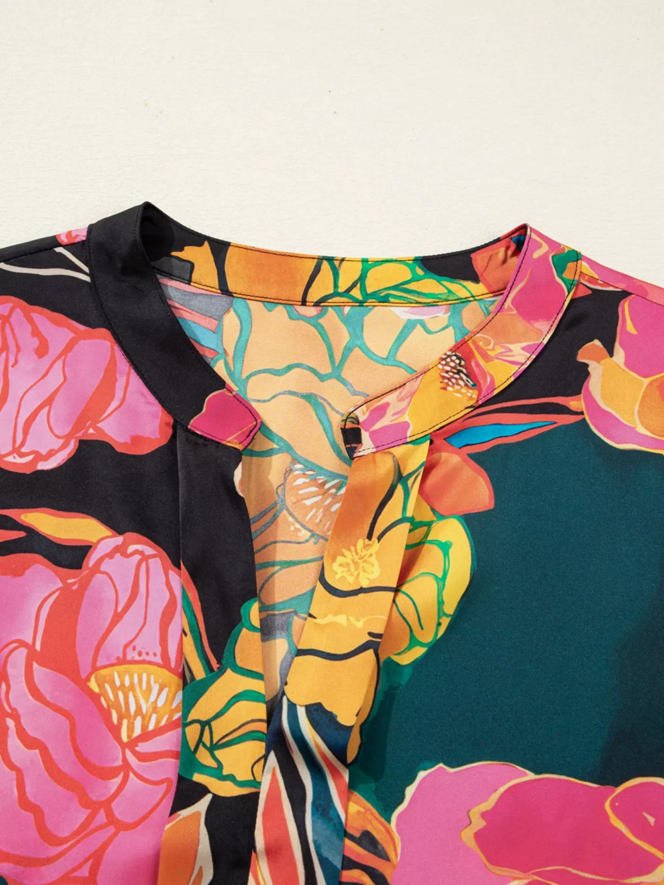 Floral Print Smocked Cuffs Puff Sleeve Blouse - Image 4