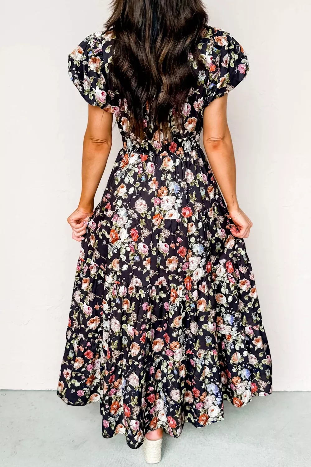 Floral Print Smocked Waist Maxi Dress - Image 3
