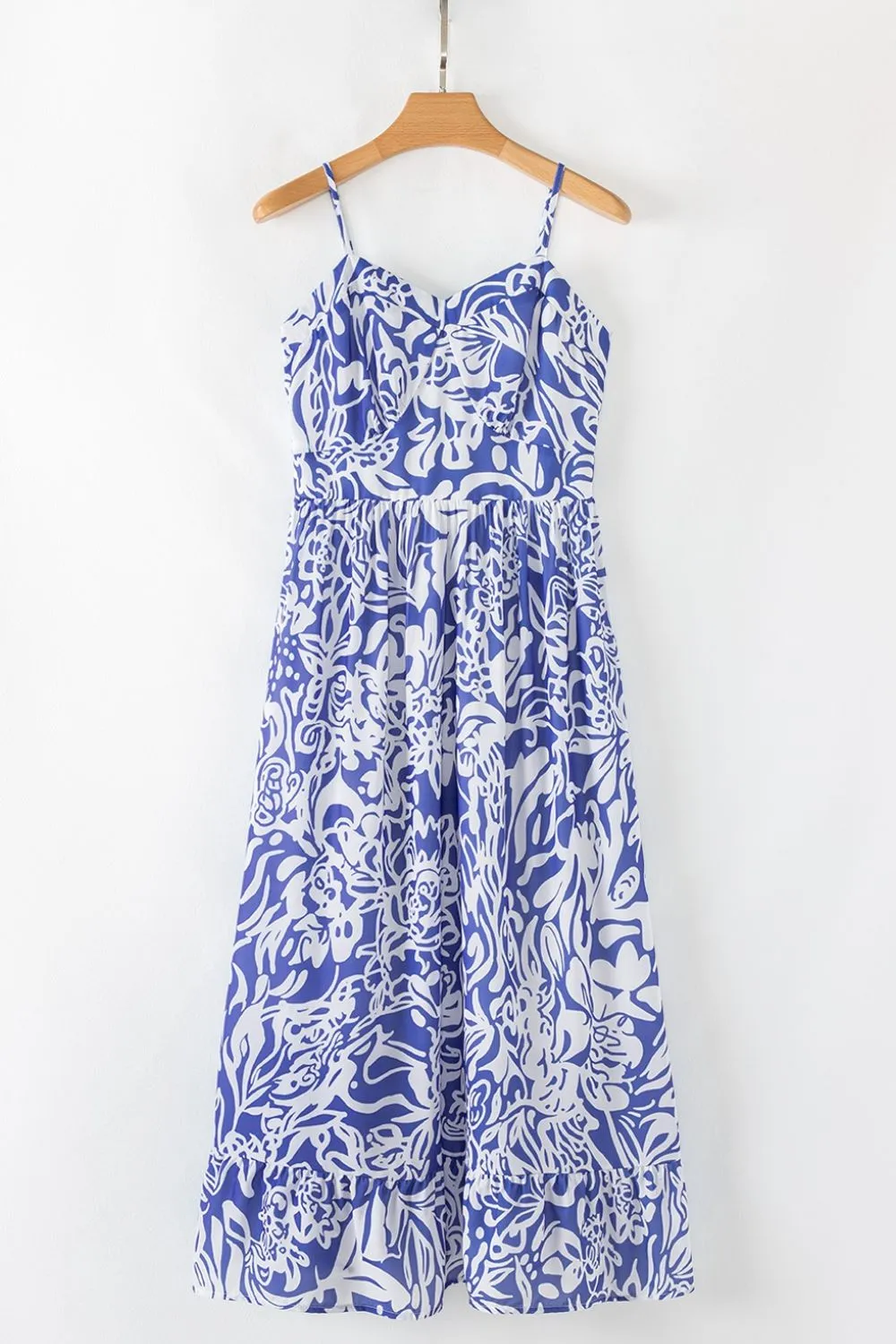 Floral Print Spaghetti Strap High Waist Dress - Image 5