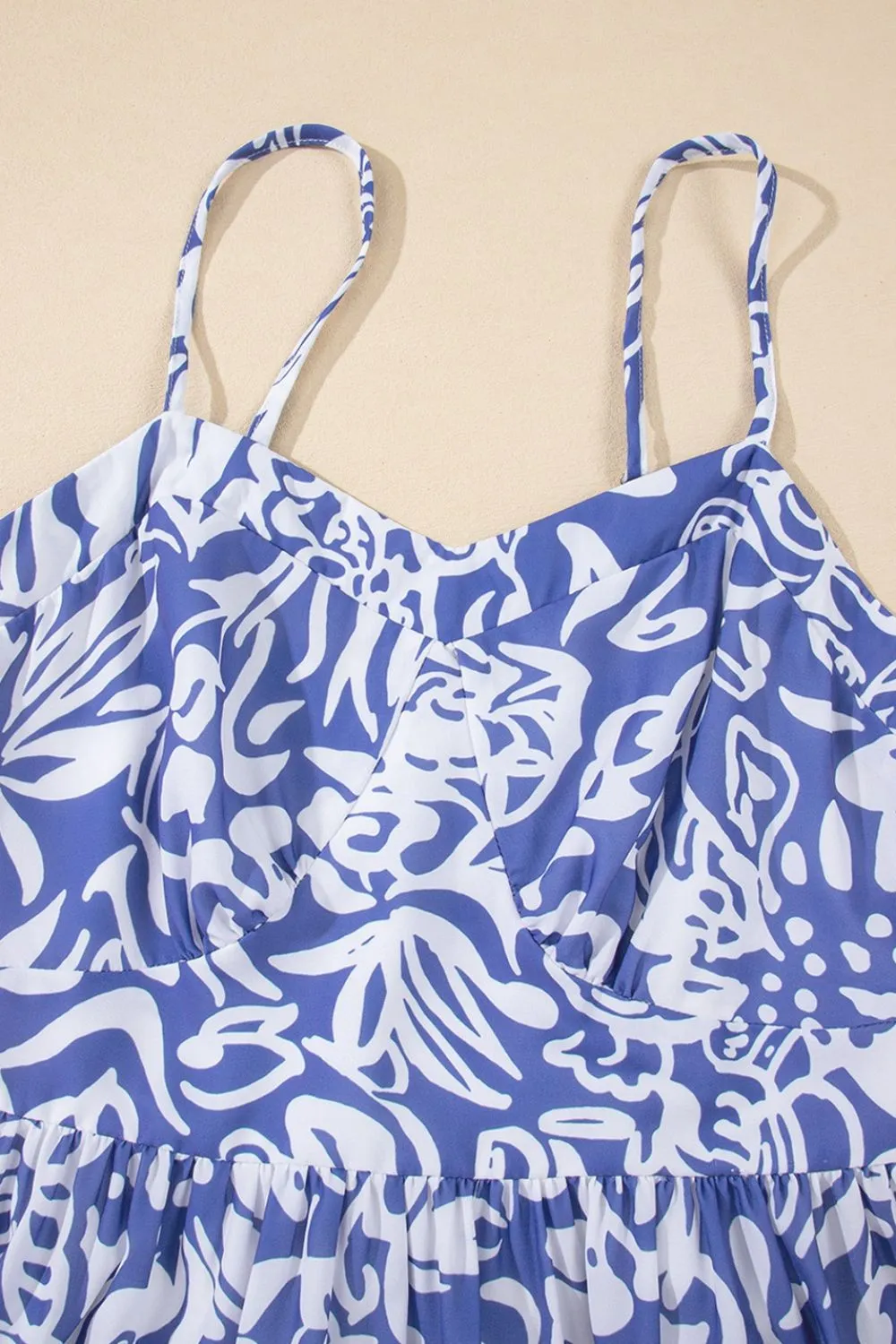 Floral Print Spaghetti Strap High Waist Dress - Image 7