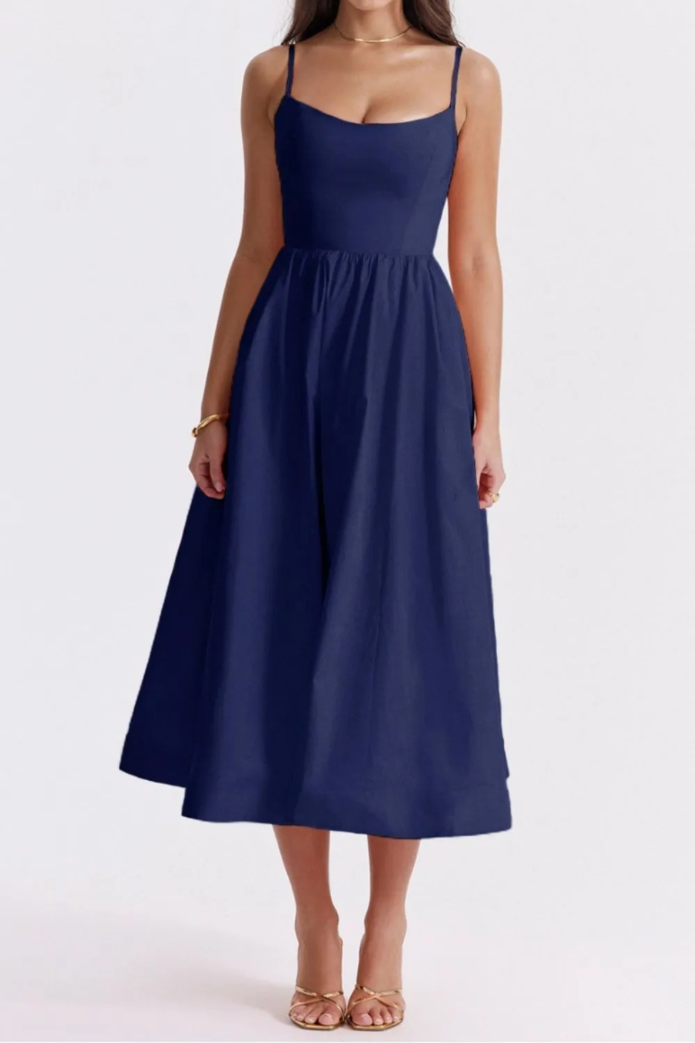 Floral Print Spaghetti Strap Midi Dress - Image 20