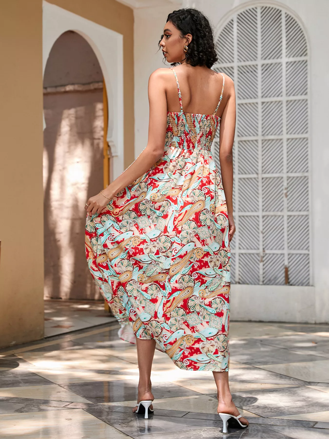 Floral Print Spaghetti Strap Midi Dress - Image 3