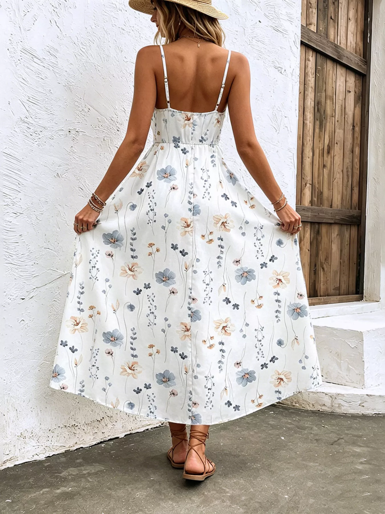 Floral Print Spaghetti Strap Midi Dress - Image 2