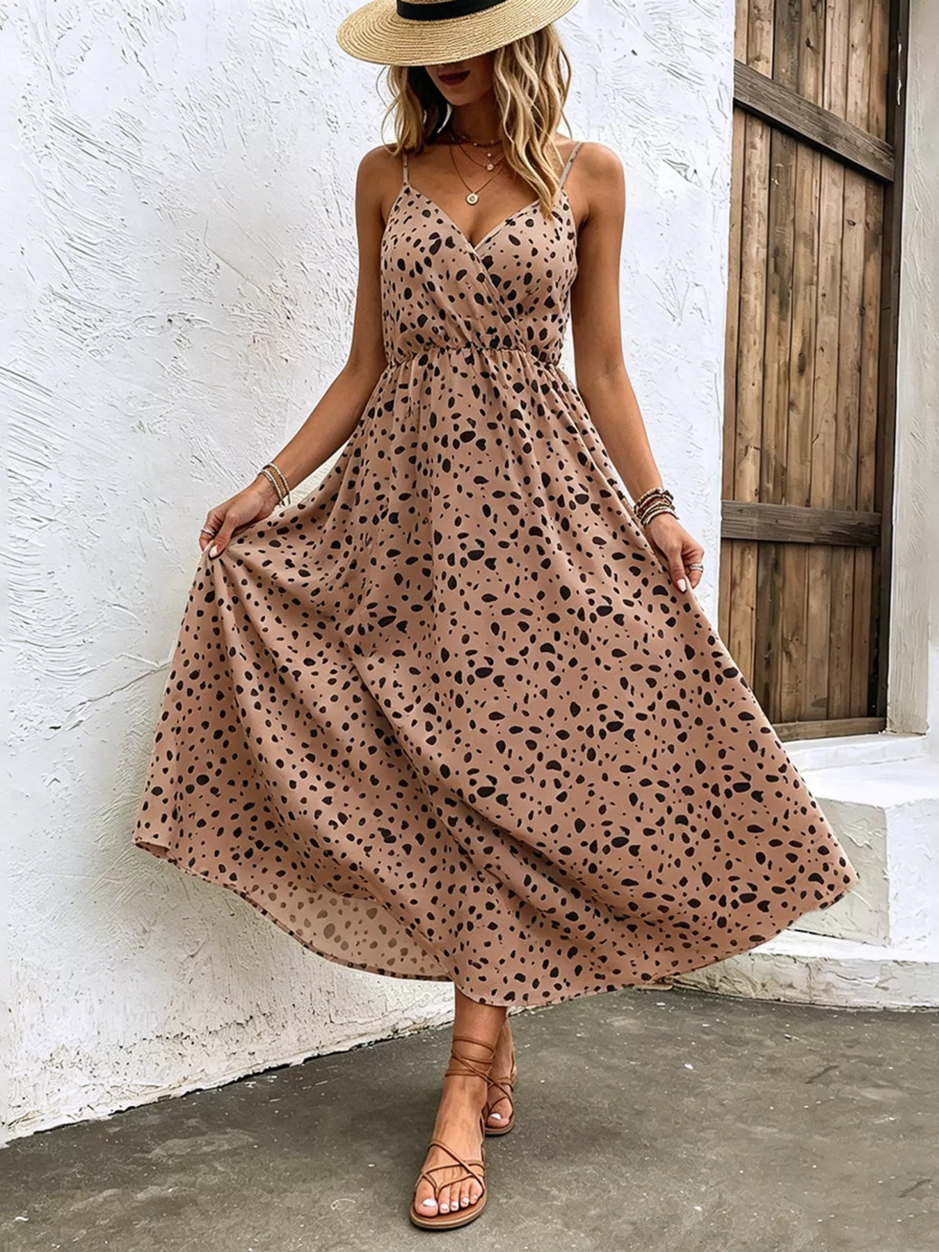 Floral Print Spaghetti Strap Midi Dress - Image 9