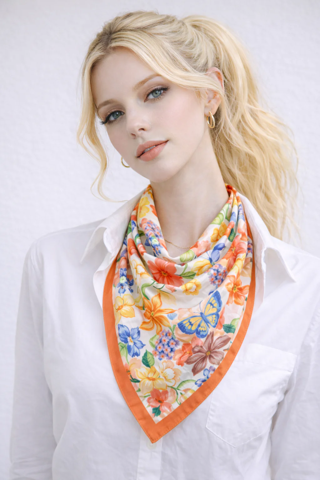 Floral Print Square Scarf - Image 11