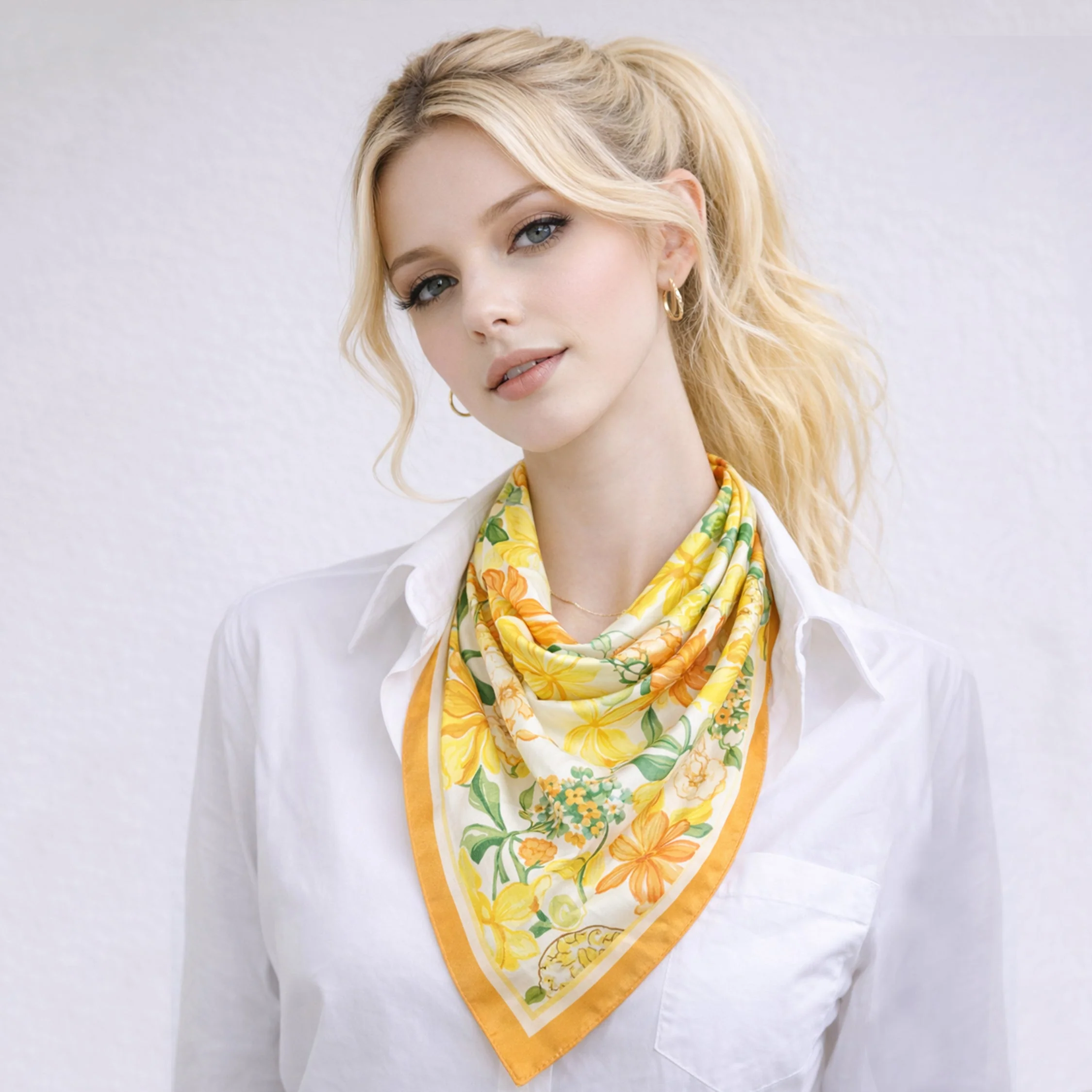 Floral Print Square Scarf - Image 12