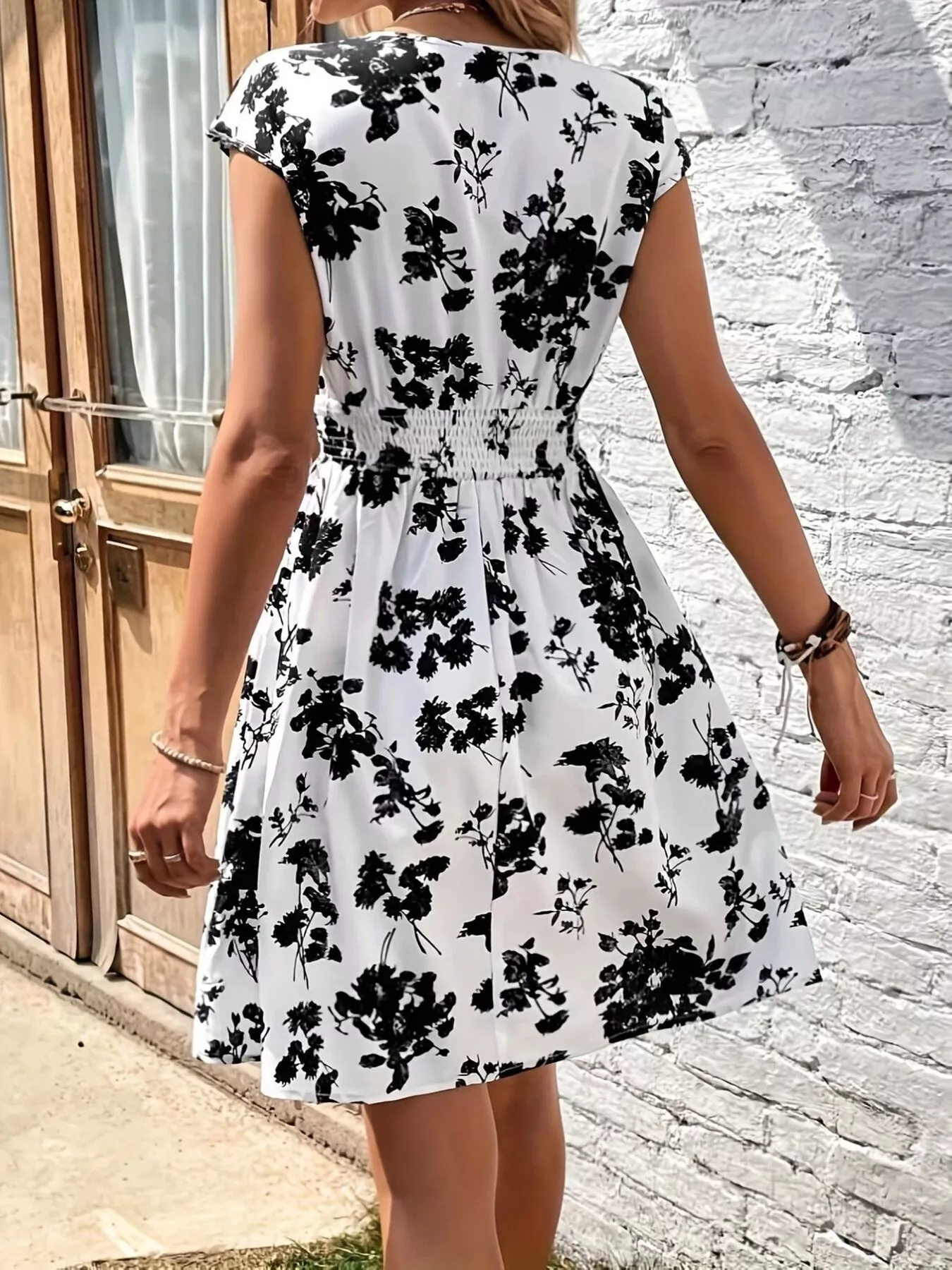 Floral Print Surplice Mini Dress - Image 4