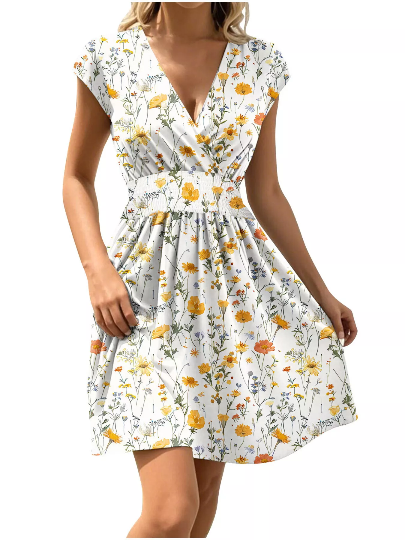 Floral Print Surplice Mini Dress - Image 6