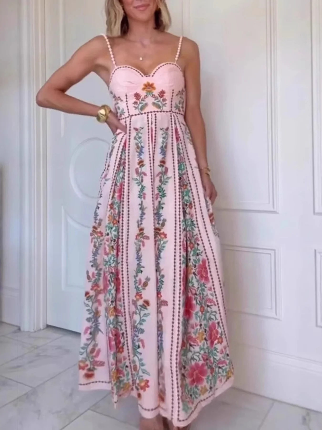Floral Print Sweetheart Neck Cami Dress
