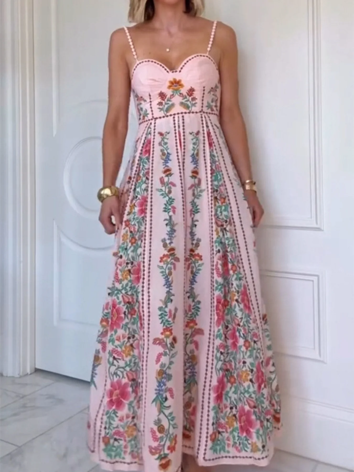 Floral Print Sweetheart Neck Cami Dress - Image 2