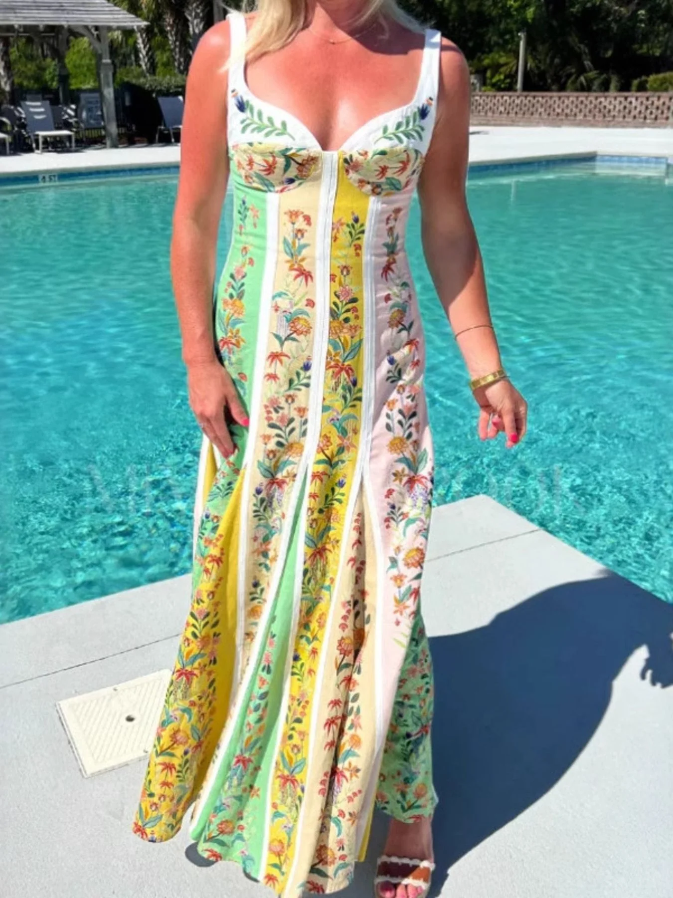 Floral Print Sweetheart Neck Cami Dress - Image 6